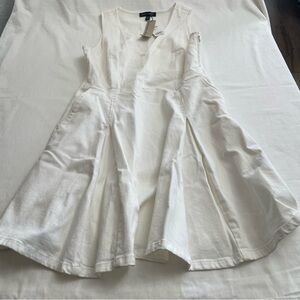 NWT Banana Republic White Denim Dress Fit & Flare Sleeveless V-Neck Women’s 12P